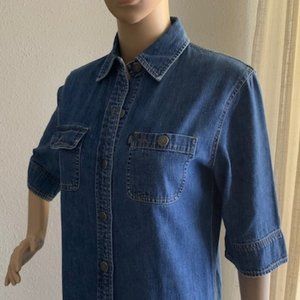 Ralph Lauren Vintage Denim Short Sleeve Button Down Dress